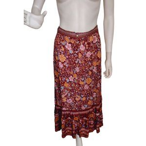 Aly Daly High waisted Floral boho Midi Skirt Women Size Medium